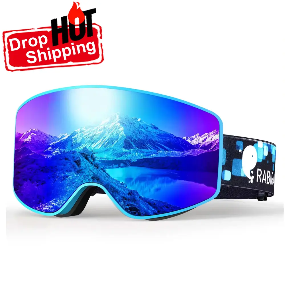 Factory UV400 Protection Snowboarding Sport Glasses Double Side Anti Fog Ski Goggles With Anti-slip Silicone On Strap