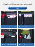 Sac de rangement en filet pour coffre de voiture, boîte de rangement, organisateur de câbles/pistolets de charge, sac suspendu, étagère de siège arrière, style minimaliste en tissu