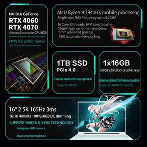 A16เกม Assurance16inch 2.5K 165Hz A S S TUF Ryzen9 AMD แล็ปท็อปการเล่นเกมราคาถูก - Product Image 3