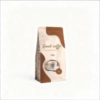 Sachet de café à fond plat personnalisé avec valve pour grains de café torréfiés, pochette mate haute barrière