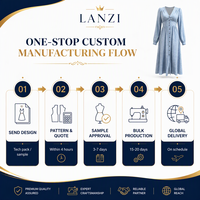 Robe midi col en V à marque privée, fabrication OEM ODM, manches bouffantes, boutons sur les poignets, fente avant, taille élastique et froncée à l'arrière