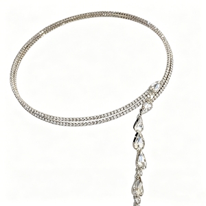 Collier ras du cou en cristal avec pendentif en forme de larme, bijoux de mariage étincelants - Product Image 1