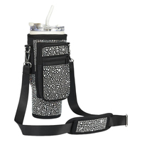 Bolsa de Transporte para Botella de Agua con Diamantes Brillantes para Stanley de 40 oz con Tarjetero/Bolsillo para Teléfono, Funda de Neopreno para Botella de Agua