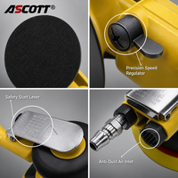 Ponceuse orbitale pneumatique professionnelle ASCOTT 5 pouces 10500 tr/min, polisseuse à air double action pour finition de carrosserie automobile et métaux, fixation auto-agrippante
