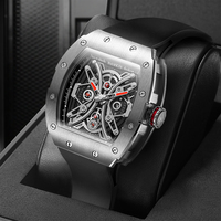 Reloj Automático para Hombre NAMKIN de 43 mm, Caja de Titanio de Lujo, Diseño Tonneau, Esfera Hueca, Correa de Caucho FKM