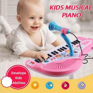 Kids Cartoon Music Toy Piano Keyboard 37 Keys Electronic <b>Battery</b> <b>Operated</b> Plastic Musical Multifunctional Instruments Microphone - Product Image 6