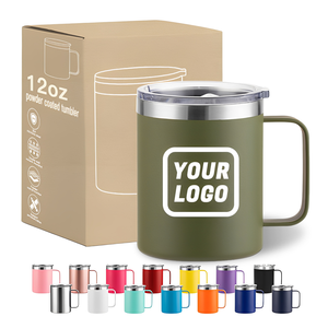 Custom Logo 12oz 14oz 16oz 24oz Stainless Steel Insulated Tumbler With Handle Vacuum Camping Coffee Mug Reusable Drinkware