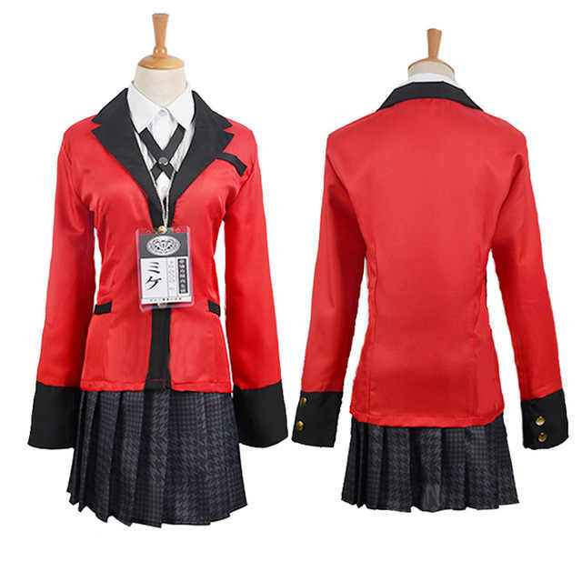 Anime Kakegurui Jabami Yumeko Cosplay Costume Japanese Red Full