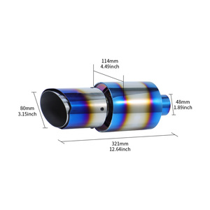 Tubo de Escape JDM de Acero Inoxidable Azul Titanio Quemado Resonador con Entrada de 1.9 Pulgadas Buen Sonido Punta de Escape Silenciador de Cola - Product Image 2