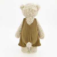 Peluche Ours en Peluche pour Animaux de Compagnie, 34 cm, Crème, avec Salopette Tricotée pour Chiens et Chats