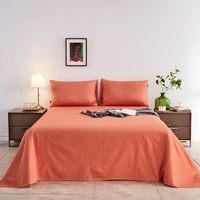 Vente en gros de draps de lit 3 en 1, 100% coton, couleur unie, ensemble de draps plats pour lit