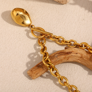 Dreamidea 18K oro placcato in acciaio inossidabile solido arachide Charm bracciale <span class=keywords><strong>donna</strong></span> Design artigianale unico minimalista regalo di gioielli - Product Image 3