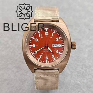 <span class=keywords><strong>Reloj</strong></span> mecánico de moda <span class=keywords><strong>para</strong></span> hombre personalizado Bliger, esfera luminosa de cristal de zafiro de 36/39mm con función de buceo, correa de lona de goma - Product Image 3
