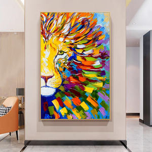 Mintura personnalisé grande toile Lion Animal <span class=keywords><strong>peinture</strong></span> à l'huile peinte à la main mur <span class=keywords><strong>Art</strong></span> affiche dessin animé pour chambre décor maison décorative - Product Image 2