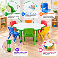 Ensemble de meubles pour garderie préscolaire, table d'activités colorée pour enfants et chaises empilables en plastique pour salle de classe de maternelle