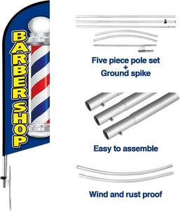 Drapeau promotionnel pour salon de coiffure en plein air, vente chaude, design personnalisé, double face, résistant au vent, avec kit de mât et base - Product Image 4