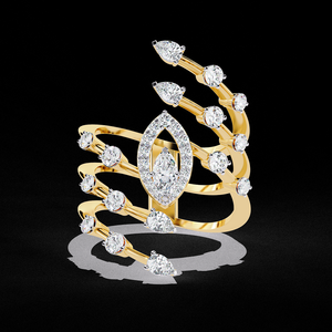 Bague de fiançailles en or 14 carats personnalisable de qualité supérieure, clarté VVS, diamant de laboratoire de forme poire, écologique, bijoux de mariée en provenance d'Inde - Product Image 1