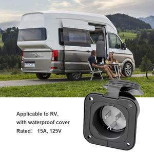 15A米国インレットプラグ3PIN Nema 5-15ストレートケース付き男性用コンセントRVフランジ付きインレットレセプタクルカバー付き - Product Image 4