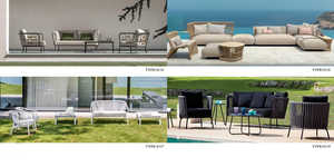 Langlebiges Modernes Massivholz-Sofa-Set mit UV-Beständigem PE-Rattan Allwetter-Stoff Dicke Kissen für den Außenbereich in Hotel und Villa - Product Image 4