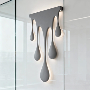 Matte Grey Melting Drip <b>Wall</b> Lamp Creative Liquid Teardrop Design LED <b>Wall</b> <b>Sconce</b> Ambient Decor <b>Wall</b> Light for Bedroom Corridor - Product Image 6