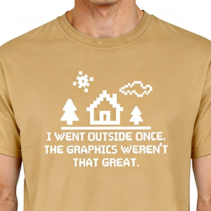 Maglietta da uomo Retro Pixel Gamer con slogan divertente: Andai fuori una volta e i grafici non erano fantastici, in cotone - Product Image 5