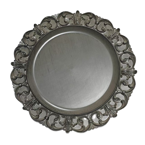 Grande Vente Assiettes de Présentation Lisses Réutilisables Blanches Transparentes de 33cm avec Motifs en Relief, en <span class=keywords><strong>Plastique</strong></span> pour Décoration de Table de Mariage et Fête - Product Image 4