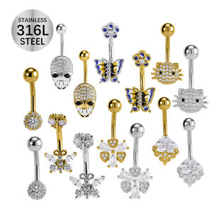 Gato ombligo anillos moda Sexy Piercing joyería Acero inoxidable mariposa circón vientre anillo - Product Image 1