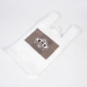 China Hersteller kundenspezifische Farbe Kunststoff T-Shirt-Tasche Weste Griff Einkaufstasche Tragetasche