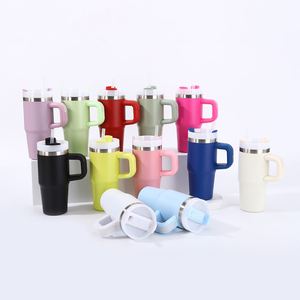 Handle Tumbler 14oz <b>Car</b> Travel Vacuum Insulated <b>Mug</b> Double Wall Stainless Steel Lid Straw Non-Slip - Product Image 5