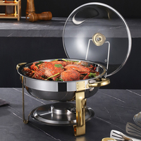 4,5L Edelstahl Runder Chafing Dish mit Deckel Hotel Restaurant Buffet Speisenwärmer Hervorragend zum Warmhalten und Aufbewahren von Speisen