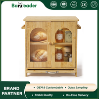 Boîte de Rangement et de Fermentation à 2 Niveaux en Bambou Naturel Multifonctionnelle avec Poignée Latérale et Planche à Découper, Conteneur Alimentaire pour Plan de Travail de Cuisine