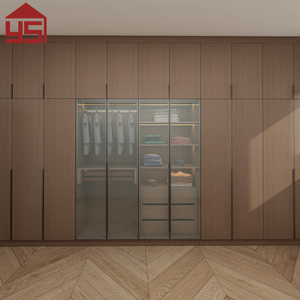 Armoire de rangement ouverte moderne écologique couleur taupe chaud, fabrication en bois massif, directement de l'usine, pour dressing - Product Image 4