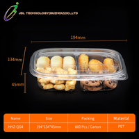 Boîte de rangement alimentaire transparente en plastique PET jetable à 2, 3 ou 4 compartiments avec couvercle pour desserts, snacks, pâtisseries et fruits