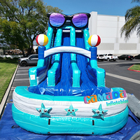 Toboggan aquatique gonflable extérieur sur le thème des lunettes de soleil, château gonflable pour enfants et adultes, idéal pour la location commerciale