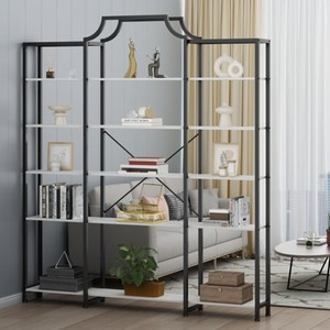 Kaeb Bibliothèque extra large à 5 niveaux 70.87 \ "x 79.13 \" Étagère de présentation en métal moderne en fer Triple Wide Best Collection pour le salon - Product Image 3