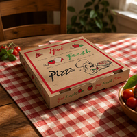 Boîte à pizza personnalisée avec logo, impression colorée de dessins animés, boîte à pizza en carton ondulé jetable pour la restauration, emballage alimentaire à emporter