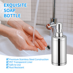 Dispenser <span class=keywords><strong>di</strong></span> Sapone Liquido in Acciaio Inox 304 da 300ml, Bottiglia Cilindrica per Shampoo e Bagnoschiuma per Bagni <span class=keywords><strong>di</strong></span> Hotel - Product Image 5
