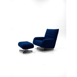 Sillón Reclinable de Diseño con Reposapiés, Silla Giratoria Contemporánea de Respaldo Alto, Silla de Ocio de Tela Afelpada para Oficina en Casa - Product Image 2