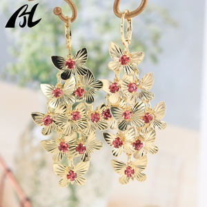 أقراط هاواي المصنوعة يدويًا مطلية بالذهب ، طوق أذن بشراشيب طويل مع فراشة نسائية ، أقراط متدلية أنيقة مشهورة للنساء - Product Image 3