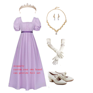 Abiti Regency Ecowalson per Donne con Fascia in Raso, Maniche a Sbuffo con Volant, Vestito con Vita Impero, Costume Medievale Rinascimentale - Product Image 2