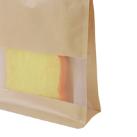 Sachet refermable en papier kraft biodégradable avec fenêtre transparente, impression personnalisée, emballage alimentaire pour snacks, thé, noix