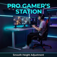 Bureau d'apprentissage et d'ordinateur domestique AOR moderne et minimaliste pour l'e-sport, avec plateau en verre, levage silencieux, trois niveaux, mode mémoire, vente en gros usine