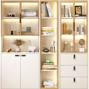 Huide <b>Solid</b> <b>Wood</b> <b>Bookcase</b> Floor Mount Modular Storage Cabinet With Glass Doors For Home Office Study Room - Product Image 2