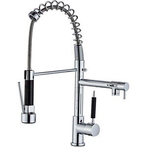 Robinet de cuisine moderne en alliage de zinc brossé, à chauffage instantané électrique, avec douchette extractible, à poser sur comptoir, pour usage hôtelier - Product Image 1
