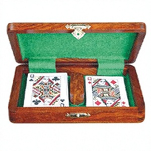 Handmade Solid Wood Eco-Friendly Card Box Inlaid Checkerboard Design <b>Green</b> Felt Interior Polished Finish Rectangle Shape Antique - Product Image 3