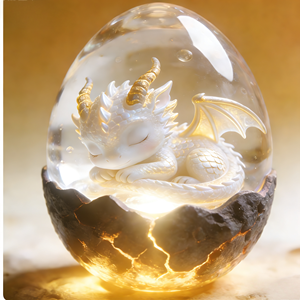 고급 맞춤형 레진 공예품, 발광 드래곤 에그 컨셉 제품 주문 전 상담 필요 수면 중인 아기 드래곤 피규어 - Product Image 4