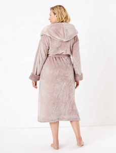 <span class=keywords><strong>Vestaglia</strong></span> lunga in <span class=keywords><strong>pile</strong></span> con finiture in pelliccia sintetica rosa all'ingrosso - Product Image 2