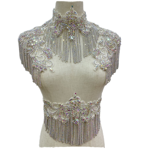 HC-15438 Hechun 2025 Hot Bán Pha Lê AB <span class=keywords><strong>Rhinestone</strong></span> Đính Fringe Chất Liệu Thủy Tinh Hoa Hình Dạng <span class=keywords><strong>Motif</strong></span> Cho Váy Cưới May-On - Product Image 1