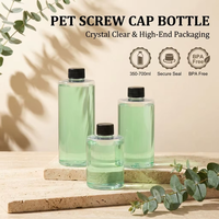 Botellas Cosméticas Cilíndricas de PET Altamente Transparentes de 350ml-700ml con Tapa Negra de Rosca, Impresión UV, para Envasado de Champú y Cuidado de la Piel