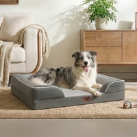 Fabricant de lits pour chiens sur mesure, canapé orthopédique imperméable en velours cristal pour animaux de compagnie, vente en gros, lit en éponge à haute soutien 28D 35D, OEM ODM